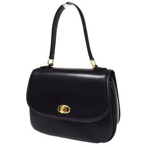 Celine Logo Hand Bag Leather Black #84961C39B